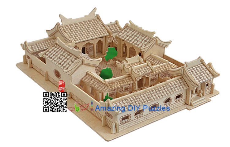 DIY toy-3D puzzle-Wooden Beijing courtyard house