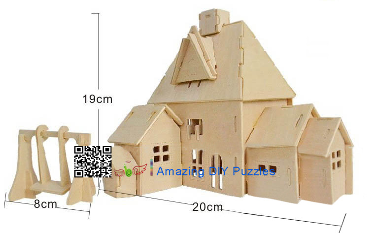DIY toy-3D puzzle-Wooden Happy family  house