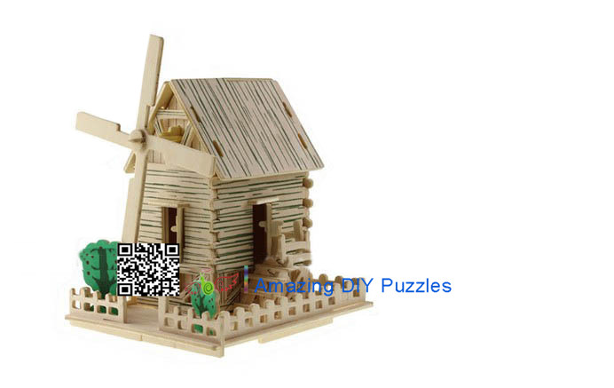DIY toy-3D puzzle-Wooden Windmill cabin 