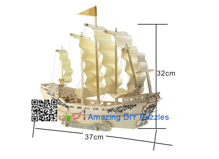 DIY toy-3D puzzle-Wooden Ming dynasty ancient sailing