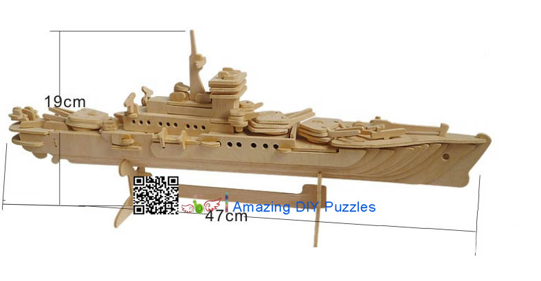 DIY toy-3D puzzle-Wooden Cruiser warship 