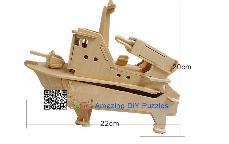 DIY toy-3D puzzle-Wooden Missile speedboat
