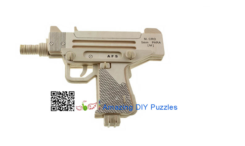 DIY toy-3D puzzle-Wooden UZI Pistol