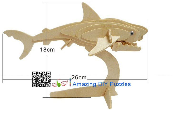 DIY toy-3D puzzle-Wooden White Shark 