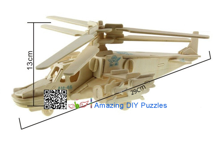 DIY toy-3D puzzle-Wooden KA-50 Black shark fighter