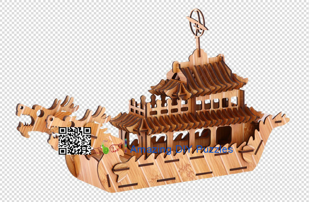 DIY toy-3D puzzle-Bamboo double dragon boat