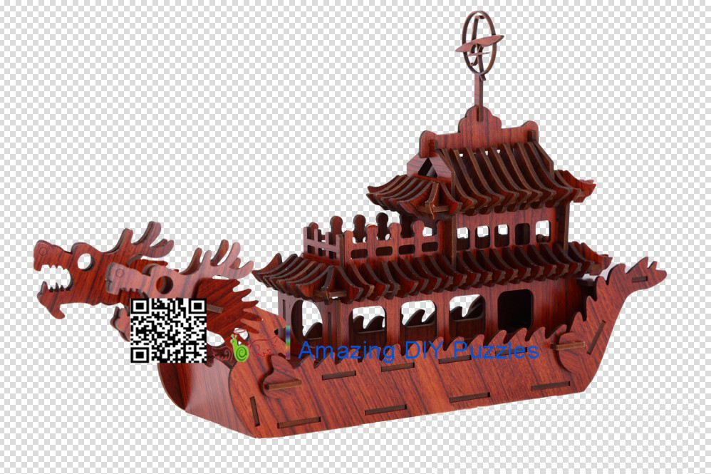 DIY toy-3D puzzle-Rosewood double dragon boat