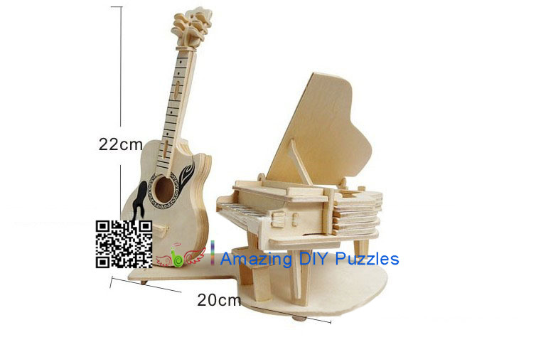 DIY toy-3D puzzle-Wooden Piano and guitar
